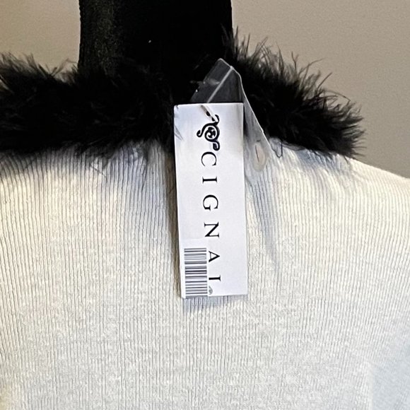 Cignal Womens LS Faux Fur Collar Cardigan sz XL NWT - Picture 2 of 4